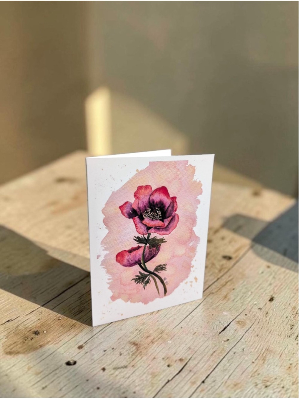 12 Purple Poppy Watercolor Notecards 4.25" x 5.5" - Picture 4 of 6